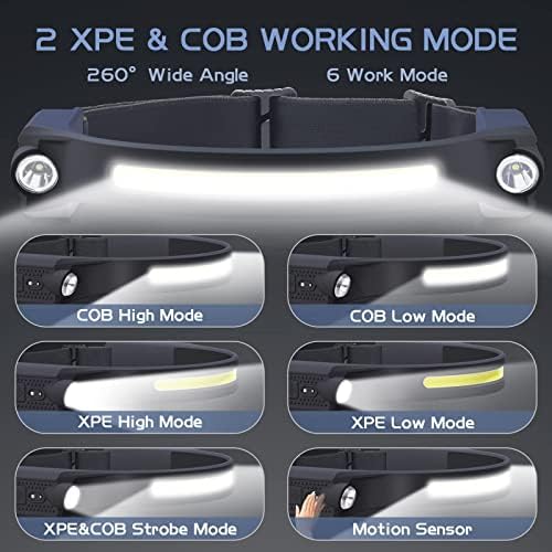 AlpsWolf LED Headlamp Rechargeable 2 Pack, Motion Sensor Head Light