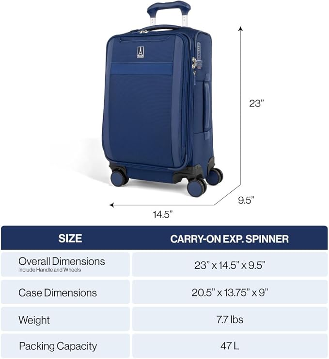 Travelpro VersaPack+ Lightweight Softside Expandable Carry on Luggage, 8