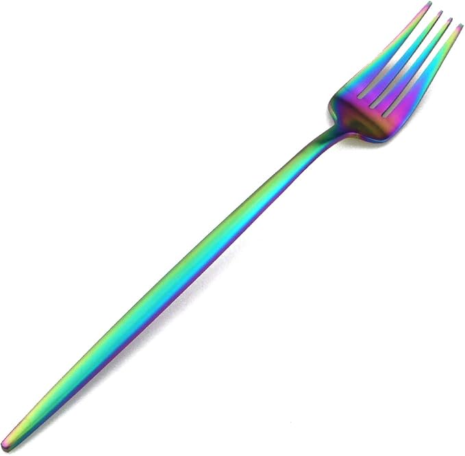 Matte Rainbow Silverware, Gugrida 5-Piece 18/10 Stainless Steel Flatware Set