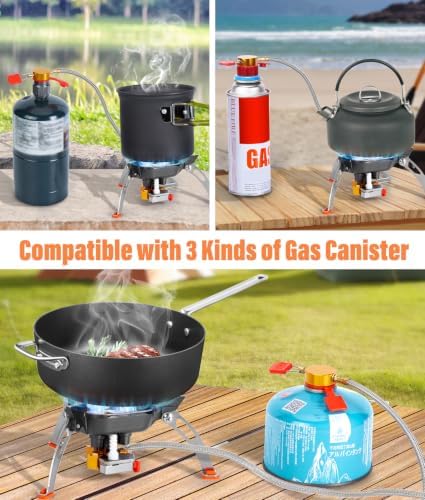 WADEO 7200W Windproof Camp Stove, Camping Gas Stove with Piezo Ignition