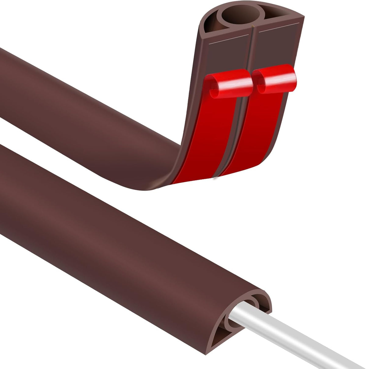 Floor Cord Covers for Wires 12FT Cable Hider Wire Cover Self Adhesive Cord Hider Floor for Offices, Homes, Workshops, Warehouses Cable Cavity 0.3" W x 0.3" H