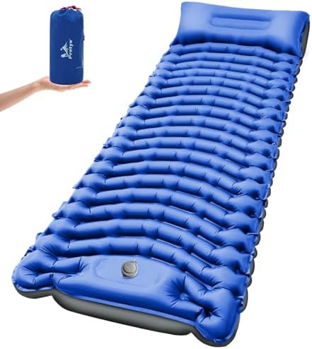 Ultralight Camping Sleeping Pad with Pillow & Built-in Foot Pump