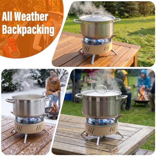 Veralune Camping Stove, Portable Gas Stove, 57500 BTU High Power