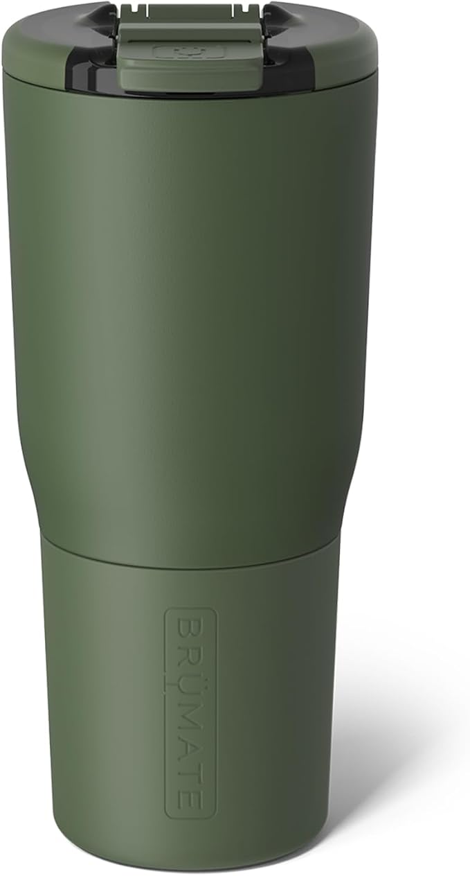 BrüMate Nav 25oz 100% Leak Proof Insulated Travel Tumbler with Magnetic BevLock™ Lid - Double Wall Cup-Holder Friendly Stainless Steel Mug (OD Green)