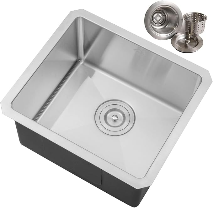 17 in. x 15 in. x 9 in. 16-Gauge Stainless Steel Undermount Single Bowl Bar