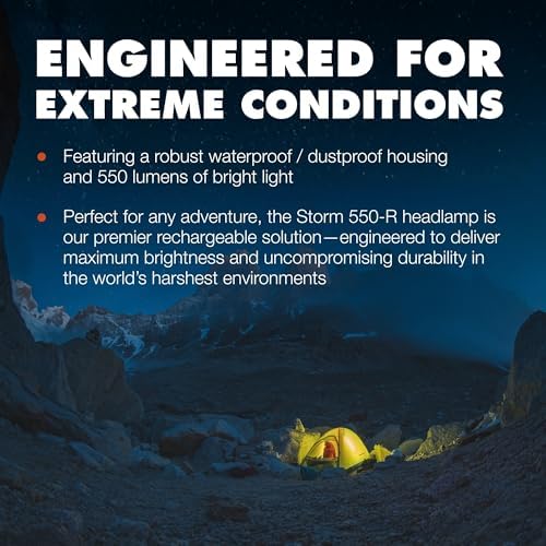 BLACK DIAMOND Storm 550 Headlamp, USB-C Rechargeable, Dimmable, Octane