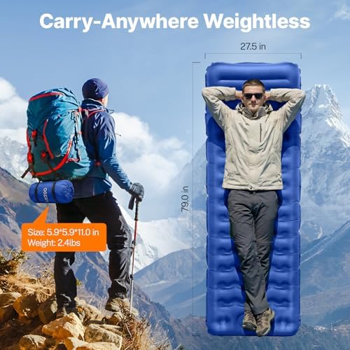 OGERY Sleeping Pad, Ultralight Inflating Camping Pad with 6" Extra-Thick