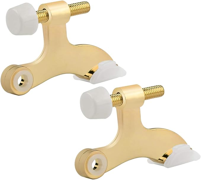 HOMOTEK 2 Pack Hinge Pin Bright Brass Door Stopper, Adjustable Deluxe Heavy