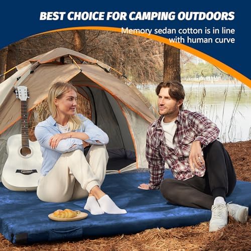 CYMULA Memory Foam Camping Mattress Pad, CertiPUR-US Sleeping Mat, Portable Roll Up Mattress for Adults, Camping Bed Pads for Sleepover, Car Bed with Travel Bag