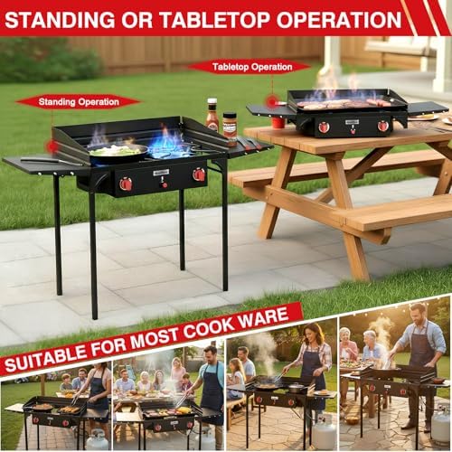 Bestfire 2 Burner Propane Stove, 150,000 BTU High Pressure Camping Burner