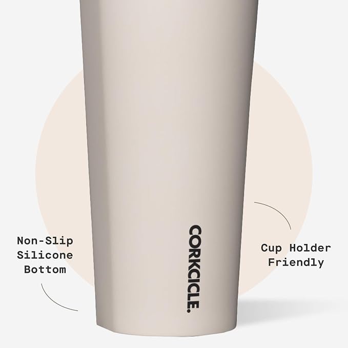 Corkcicle Cold Cup Insulated Tumbler with Straw - Keeps Drinks Cold for 12 Hours - Triple-Insulated Stainless Steel - Leak-Resistant Lid - Summer Drinkware Gift - 24 oz - Latte