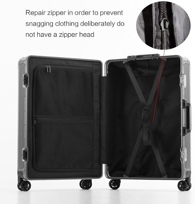 Metal all aluminum carry-on suitcase 20 "hard face, TSA lock and rotating wheel