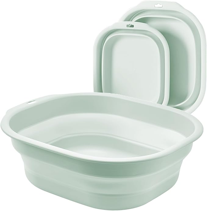 2 Pack Collapsible Wash Basin Set, Foldable Dish Tub, Small Medium Portable Sink