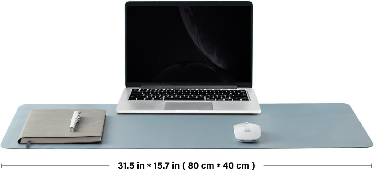 Leather Desk Mat - Non-Slip PU Desk Pad for Office and Home - Desk Organization and Accessories - Ideal for Large Mouse Pad and Desk Mats on Top of Desks (Light Blue,31.5"x 15.7")