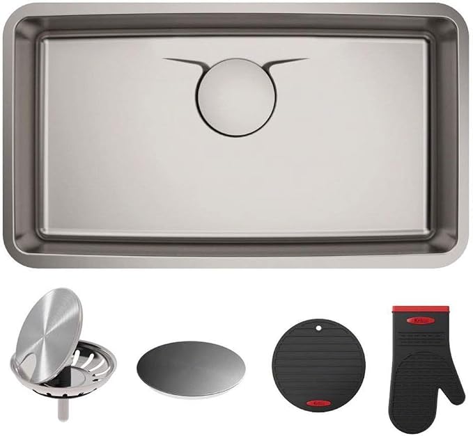 KRAUS Dex 33-inch Undermount 16 Gauge Stainless Steel Single Bowl Kitchen Sink