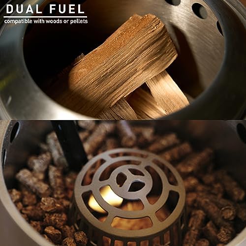 Solo Stove Mesa, 5.1 Inch Tabletop Fire Pit with Stand - Smokeless, Stainless Steel Fire Pit for Camping, Outdoor & Patio- Wood Burning or Pellet Fueled Portable Bonfire, 1.4lbs, Ash