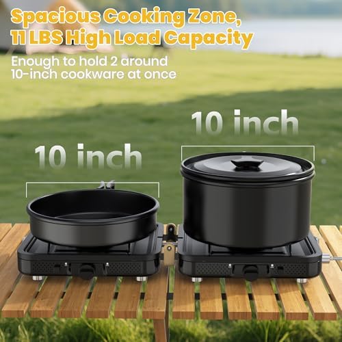 Camping Stove 2 Burner 20000 BTU, Folding Propane Stove with Carrying Bag