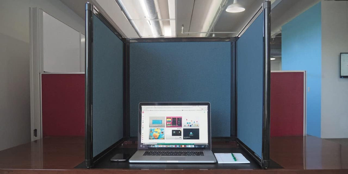 Versare Folding Tabletop Display | 3-Panel Partition | Lightweight Portable Workspace Divider | Warm Pebble 99" x 24"