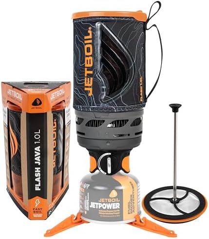 Jetboil Flash Java Portable Fast Boil Stove and Coffee Press for Camping and Backpacking, 1-Step Auto Ignition, Propane/Isobutane Burner