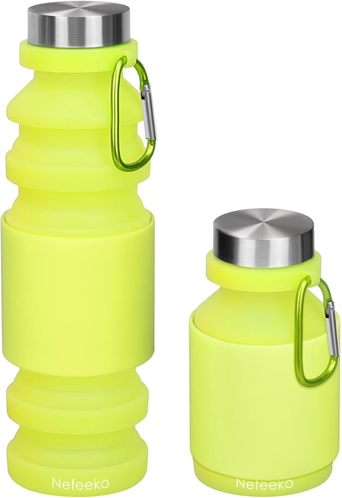 Nefeeko Collapsible Water Bottle, Reuseable BPA Free Silicone Foldable Water