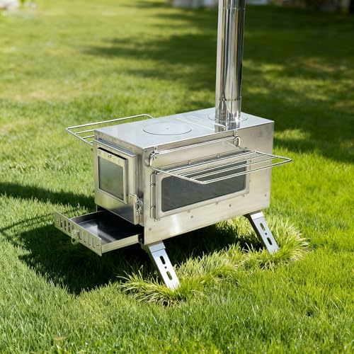 unho Stainless Hot Tent Stove Crack-Resistant Ceramic Glass Outdoor camping
