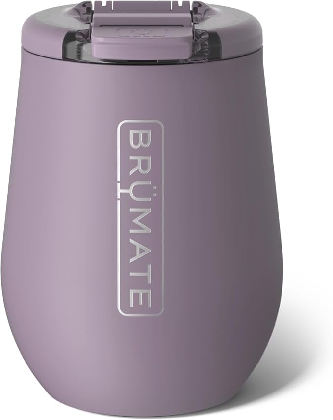 BrüMate Uncork'd 14oz 100% Leakproof Insulated Wine Tumbler | Locking Lid | Insulated Stainless Steel Wine Glass | Perfect For Travel & Outdoors | BPA-Free (Lilac Dusk)