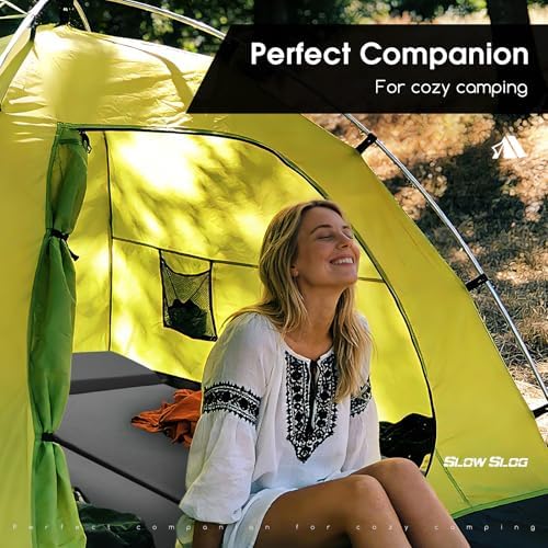 Self-Inflating Foam Camping Mattress with Built-in Pillow, 8cm Thick, Gray