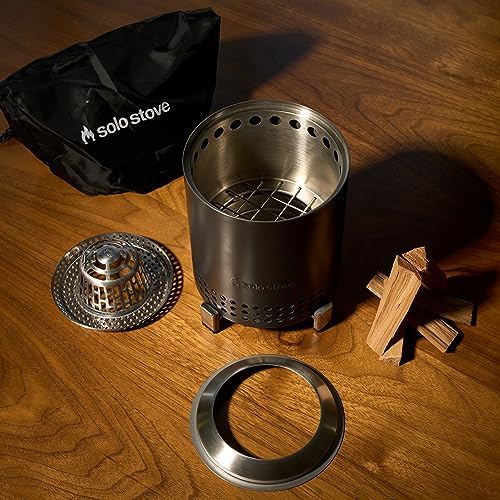 Solo Stove Mesa, 5.1 Inch Tabletop Fire Pit with Stand - Smokeless, Stainless Steel Fire Pit for Camping, Outdoor & Patio- Wood Burning or Pellet Fueled Portable Bonfire, 1.4lbs, Ash