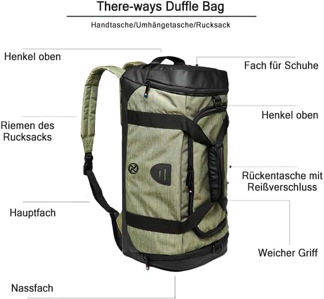 Gym Duffle Bag Backpack Waterproof Sports Duffel Bags Travel Weekender Bag