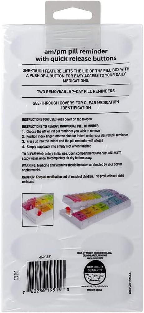 EZY DOSE Weekly Pill Case, Medicine Planner, Vitamin Organizer, 2 Times a Day