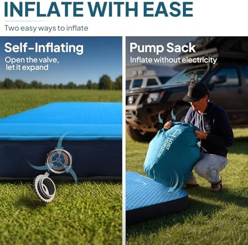 Lost Horizon Self-Inflating Foam Camping Mattress, Twin, 3" Thick