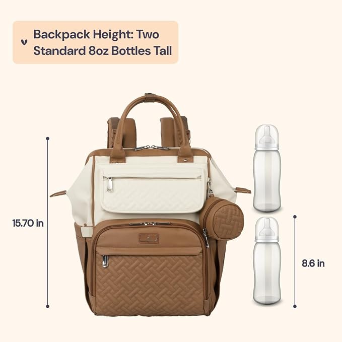 BabbleRoo Leather Diaper Bag Backpack, Unisex Stylish Travel Back Pack Nappy