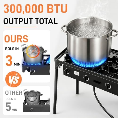 Outvita 4 Burner Propane Gas Stove for Outdoor Cooking, 300,000 BTU