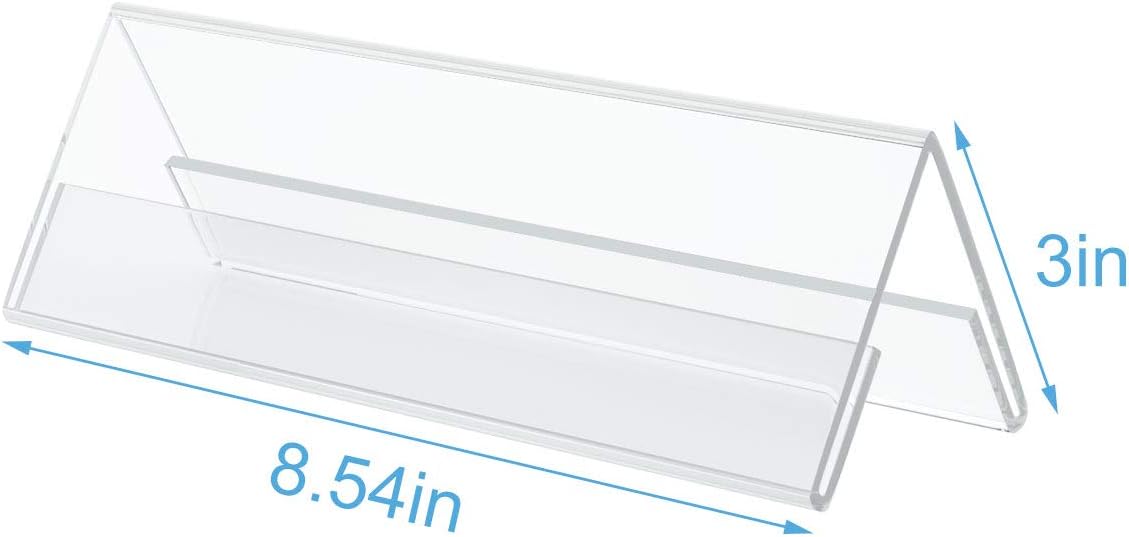 Acrylic 12 Pack Name Plates for Desks, AITEE 3x8.5 Clear Tent Name Plate Display for Office Conference, Reusable Name Tent Holder for Business Training Event