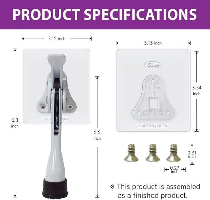 Door Stopper with Adhesive Bracket Stickers, No Drilling or Tools Needed
