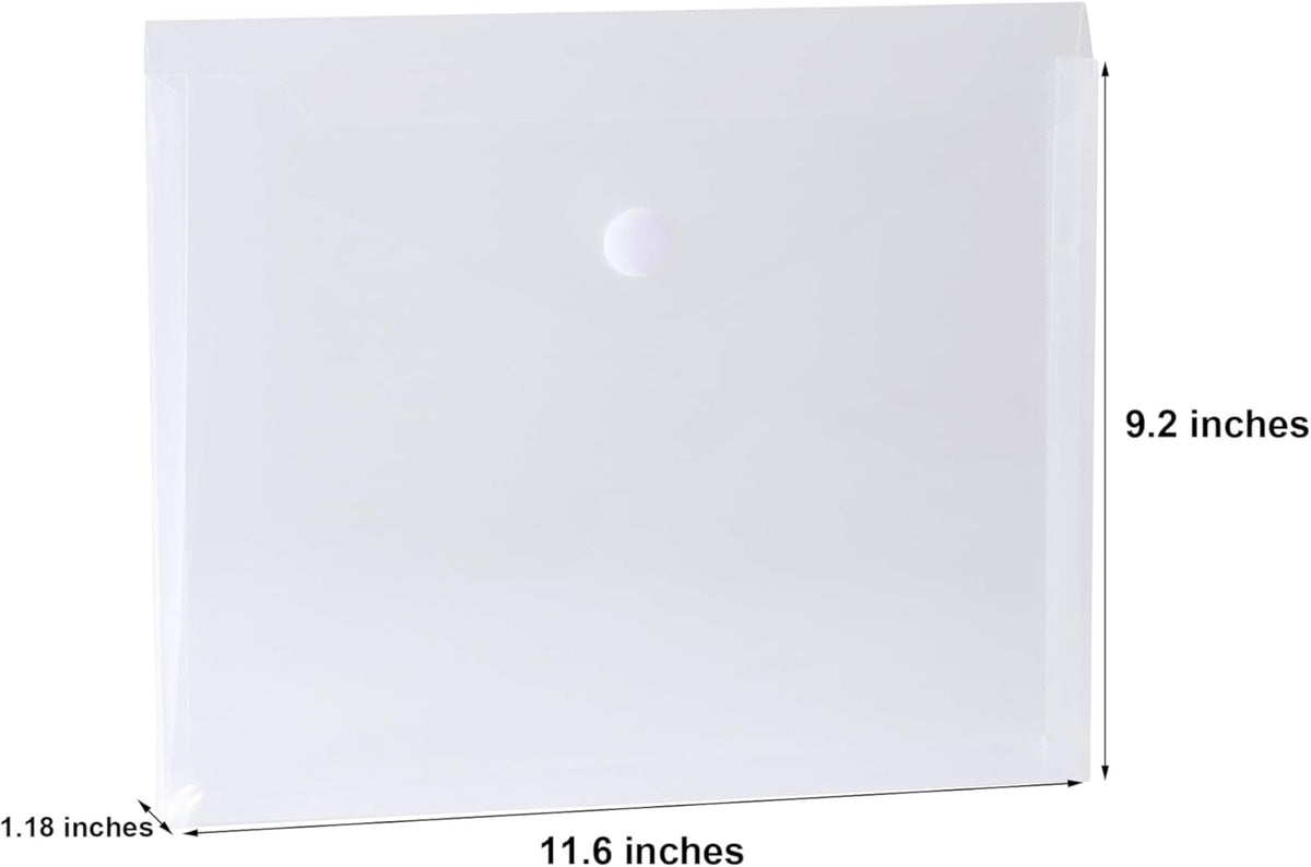 8.5 x 11 Letter Sized Clear Plastic Envelopes with Expanding Gusset Document File Storage Holder 40 Pack Hook Loop Closure