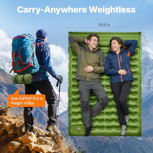 OGERY Sleeping Pad, Ultralight Inflating Camping Pad with 6" Extra-Thick