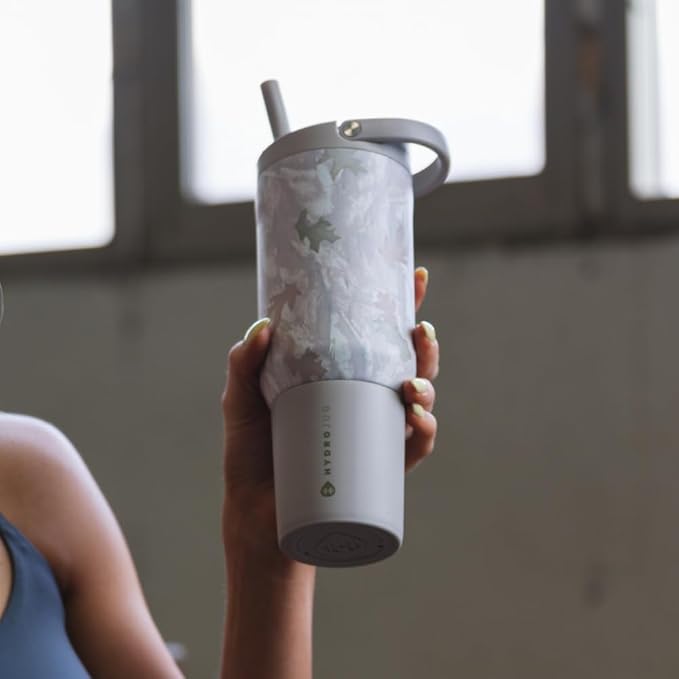 HydroJug Sport - Stainless Steel Tumbler with Straw, Vacuum Insulated, 20oz Leakproof Water Bottle, Ergonomic Design, Reusable, Dishwasher Safe, Rubber Base, Durable for Gym or Outdoors, Camo