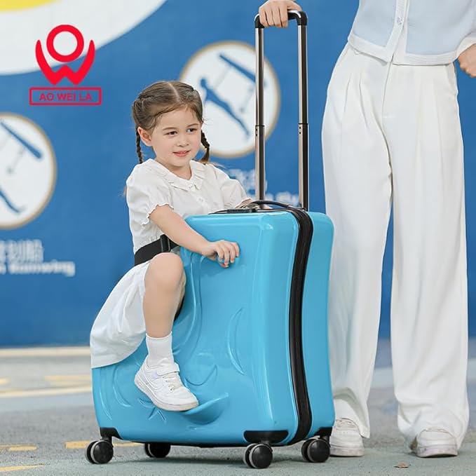 N-A Kids Ride On Suitcase with Wheels, Scooter Luggage