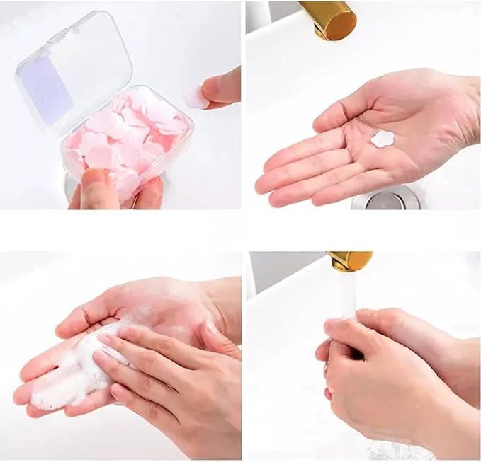 3 Boxes 300Pcs Portable Hand Washing Soap Sheets, Different Scented Mini Petal