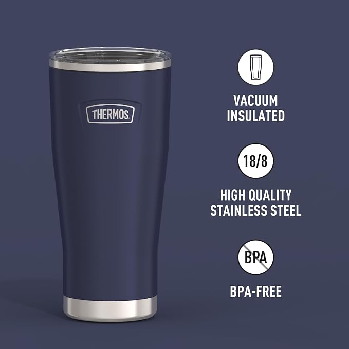 THERMOS ICON SERIES, Stainless Steel Tumbler with Slide Lock, 24 Ounce, Mystic Navy