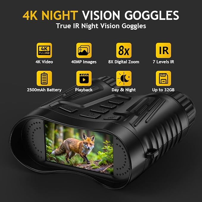 Night Vision Binoculars for Adults, 4K HD Night Vision Goggles