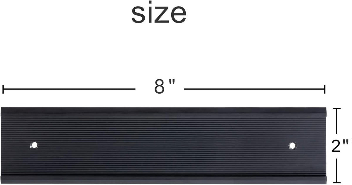 5 Pack Aluminum Wall or Door Name Plate Holder, Wall Mount Office Door Sign Holder with Double Sided Tape, for Business Department, Meeting Room, Room Number (Black, 2" x 8")