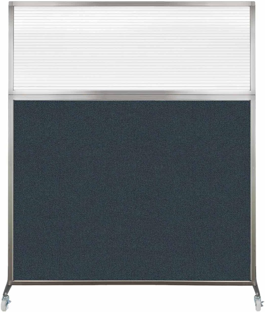 Versare Hush Screen Portable Room Divider with Wheels | Workstation Wall Divider | Freestanding Privacy Hush Panels | Clear Fluted Windows | Fabric Office Divider Screen | Great for Room Separation