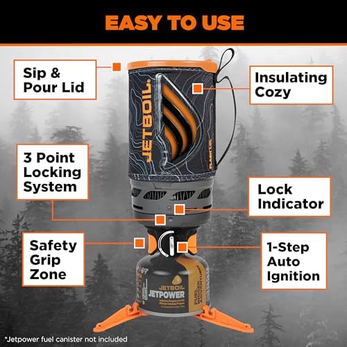 Jetboil Flash Java Portable Fast Boil Stove and Coffee Press for Camping and Backpacking, 1-Step Auto Ignition, Propane/Isobutane Burner