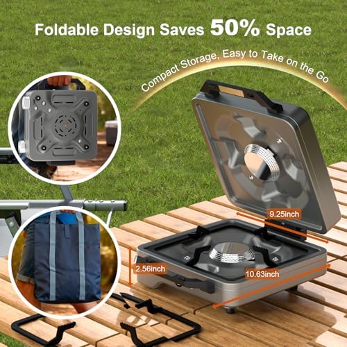 27000 BTUs 2 Burner Folding Camp Stove, Propane Gas Stove for Camping