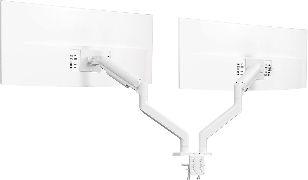 VIVO Heavy Duty Dual Ultra-Wide Monitor Tension Arm, Up to 45 inch Screens, Holds 44 lbs per Arm, Premium Desk Mount Monitor Stand for 2 Ultrawides, White, STAND-V200VW