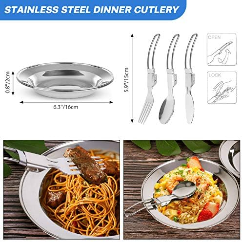 Odoland 15pcs Camping Cookware Mess Kit, Lightweight Pot Pan Kettle Set