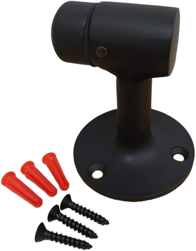 QCAA Solid Brass Door Stop, Matte Black, 1 Pack