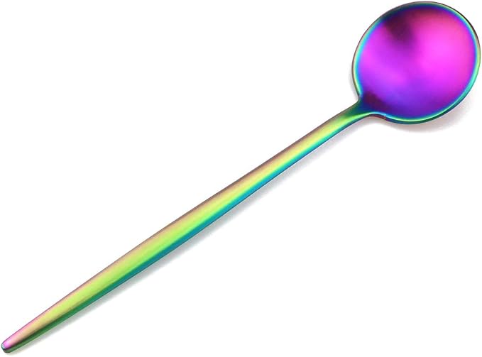 Matte Rainbow Silverware, Gugrida 5-Piece 18/10 Stainless Steel Flatware Set
